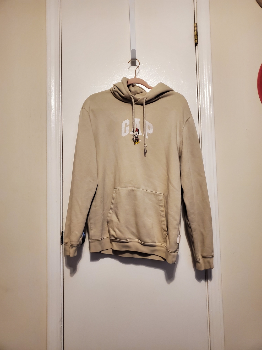 GAP Minnie Mouse Disney Hooded Pullover Sweatshirt in Khaki Beige